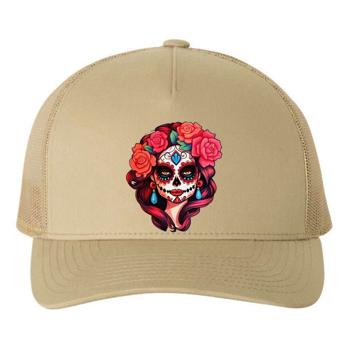 De Los Muertos La Catrina Day Of The Dead Sugar Skull Women Yupoong Adult 5-Panel Trucker Hat