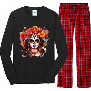 De Los Muertos La Catrina Day Of The Dead Sugar Skull Long Sleeve Pajama Set