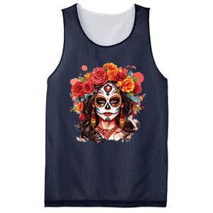 De Los Muertos La Catrina Day Of The Dead Sugar Skull Mesh Reversible Basketball Jersey Tank