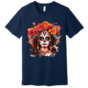 De Los Muertos La Catrina Day Of The Dead Sugar Skull Premium T-Shirt