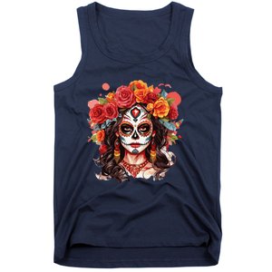 De Los Muertos La Catrina Day Of The Dead Sugar Skull Tank Top