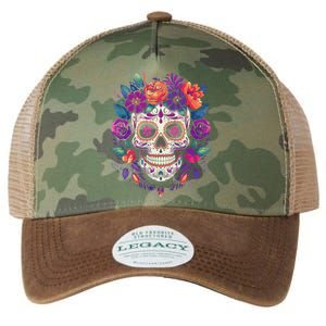 De Los Muertos Day Of The Dead Sugar Skull Halloween Legacy Tie Dye Trucker Hat