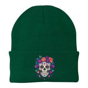 De Los Muertos Day Of The Dead Sugar Skull Halloween Knit Cap Winter Beanie