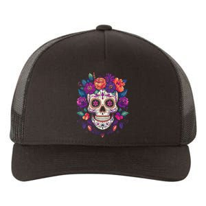 De Los Muertos Day Of The Dead Sugar Skull Halloween Yupoong Adult 5-Panel Trucker Hat