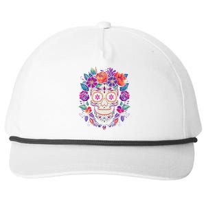 De Los Muertos Day Of The Dead Sugar Skull Halloween Snapback Five-Panel Rope Hat