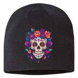 De Los Muertos Day Of The Dead Sugar Skull Halloween Sustainable Beanie