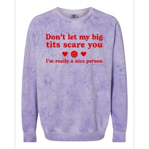 DonT Let My Big Tits Scare You IM Really A Nice Person Colorblast Crewneck Sweatshirt