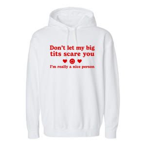 DonT Let My Big Tits Scare You IM Really A Nice Person Garment-Dyed Fleece Hoodie