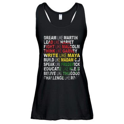Dream Like Martin Lead Like Harriet Black History Month Ladies Essential Flowy Tank