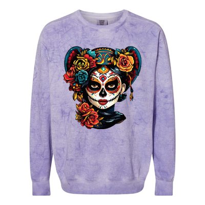 De Los Muertos La Catrina Day of the Dead Sugar Skull Colorblast Crewneck Sweatshirt