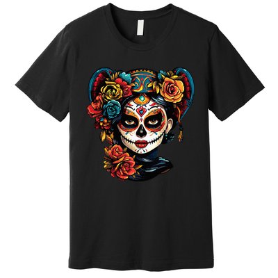 De Los Muertos La Catrina Day of the Dead Sugar Skull Premium T-Shirt