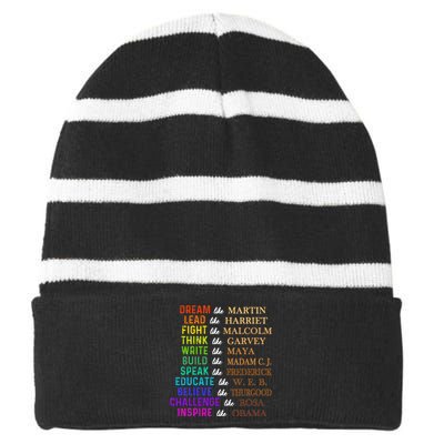 Dream Like Martin Lead Like Harriet The Juneteenth 1865 Striped Beanie with Solid Band