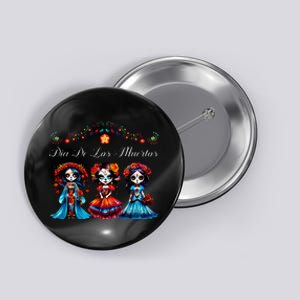 De Los Muertos La Catrina Day of the Dead Sugar Skull Button