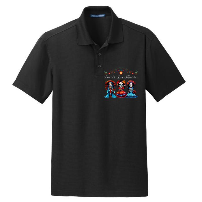 De Los Muertos La Catrina Day of the Dead Sugar Skull Dry Zone Grid Polo