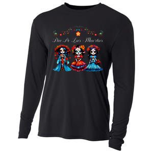 De Los Muertos La Catrina Day of the Dead Sugar Skull Cooling Performance Long Sleeve Crew