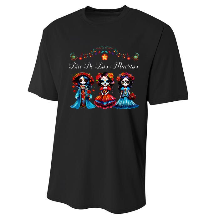 De Los Muertos La Catrina Day of the Dead Sugar Skull Performance Sprint T-Shirt