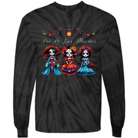 De Los Muertos La Catrina Day of the Dead Sugar Skull Tie-Dye Long Sleeve Shirt