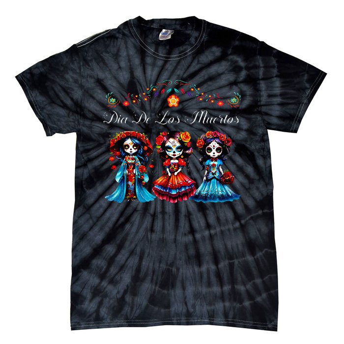 De Los Muertos La Catrina Day of the Dead Sugar Skull Tie-Dye T-Shirt