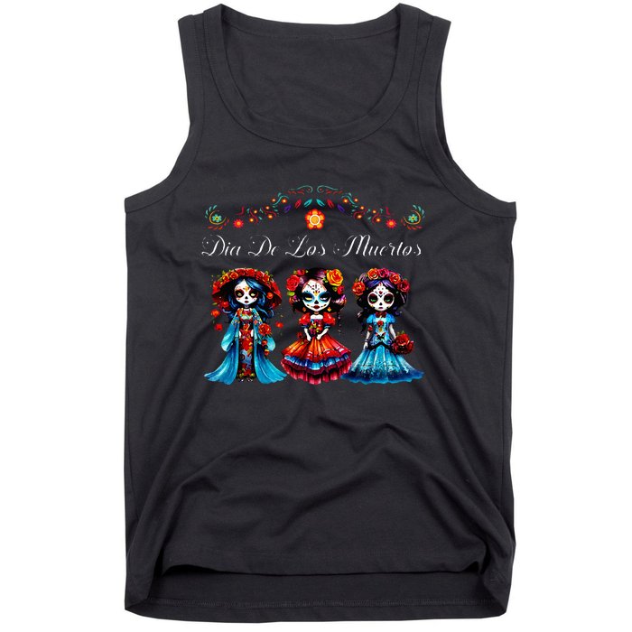 De Los Muertos La Catrina Day of the Dead Sugar Skull Tank Top