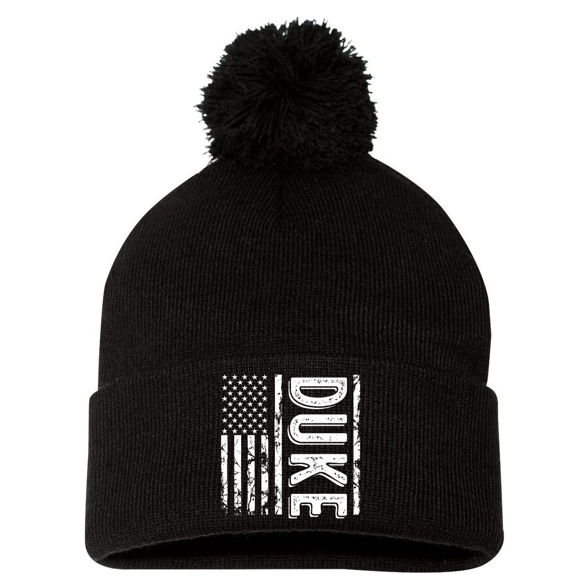 Duke Last Name Funny Surname Team Duke Family Reunion Pom Pom 12in Knit Beanie