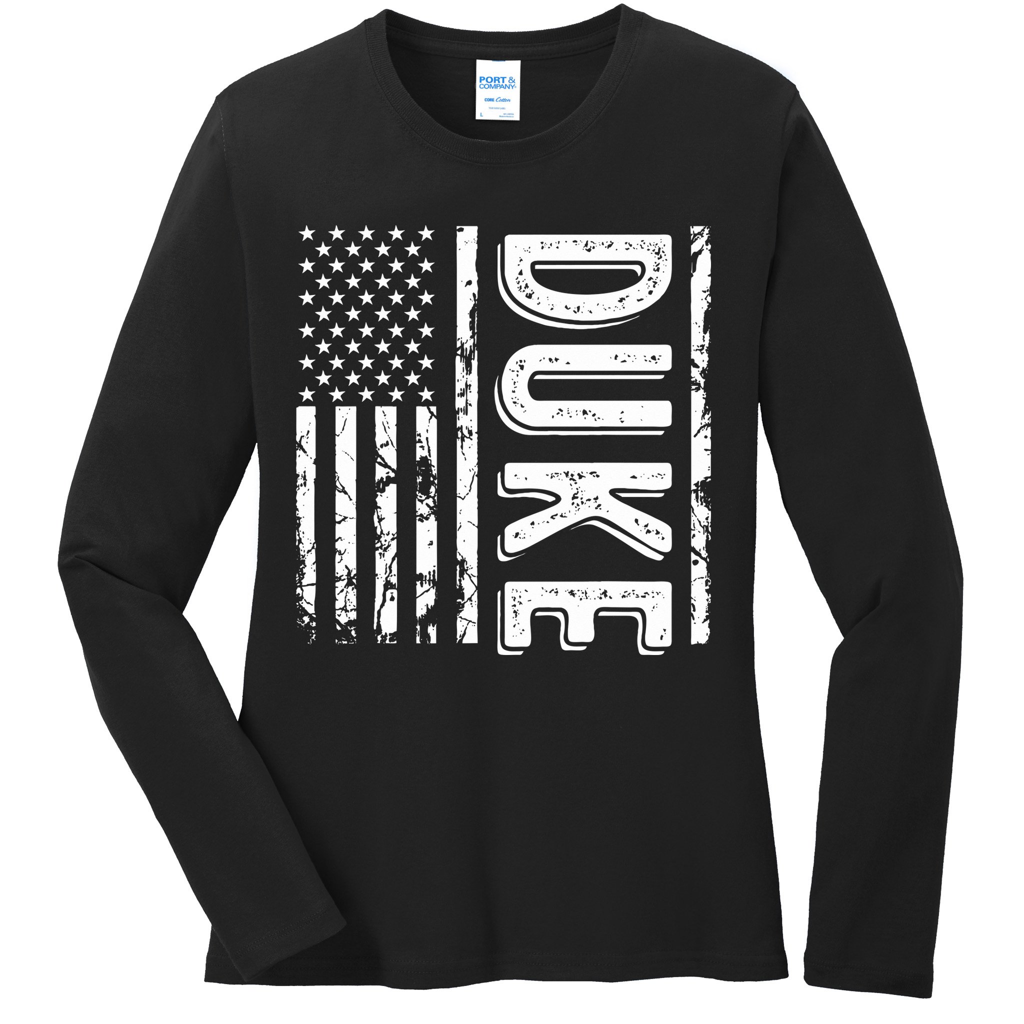 Duke Last Name Funny Surname Team Duke Family Reunion Ladies Long Sleeve Shirt