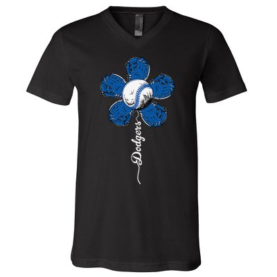Dodgers Last Name Personalized Retro Vintage Lovers Outfits V-Neck T-Shirt