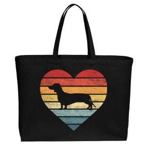 Dachshund Lover Owner Funny Gift Retro Sunset Dog Silhouette Mom Gift Cotton Canvas Jumbo Tote