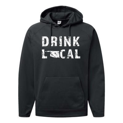 Drink Local Oklahoma Craft Beer Ok Brewers & Breweries Performance Fleece Hoodie