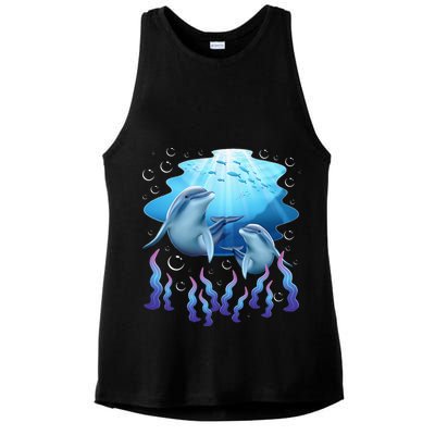 Dolphin Lover Ocean Zoology Zookeeper Marine Biologist Ladies PosiCharge Tri-Blend Wicking Tank