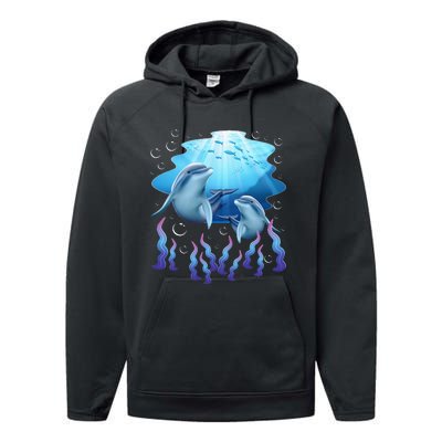 Dolphin Lover Ocean Zoology Zookeeper Marine Biologist Performance Fleece Hoodie