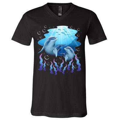 Dolphin Lover Ocean Zoology Zookeeper Marine Biologist V-Neck T-Shirt