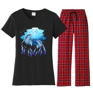 Dolphin Lover Ocean Zoology Zookeeper Marine Biologist Women's Flannel Pajama Set