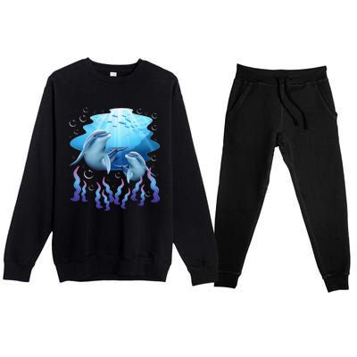 Dolphin Lover Ocean Zoology Zookeeper Marine Biologist Premium Crewneck Sweatsuit Set