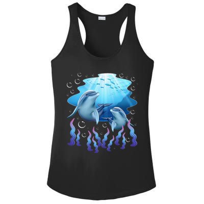 Dolphin Lover Ocean Zoology Zookeeper Marine Biologist Ladies PosiCharge Competitor Racerback Tank