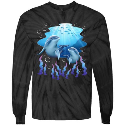 Dolphin Lover Ocean Zoology Zookeeper Marine Biologist Tie-Dye Long Sleeve Shirt