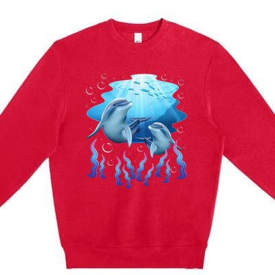 Dolphin Lover Ocean Zoology Zookeeper Marine Biologist Premium Crewneck Sweatshirt