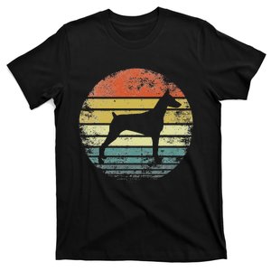 Doberman Lover Owner Gifts Retro Sunset Dog Silhouette Dad T-Shirt