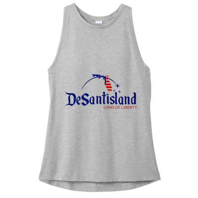 Desantisland Land Of Liberty Florida American Flag Ladies PosiCharge Tri-Blend Wicking Tank