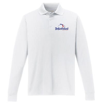 Desantisland Land Of Liberty Florida American Flag Performance Long Sleeve Polo