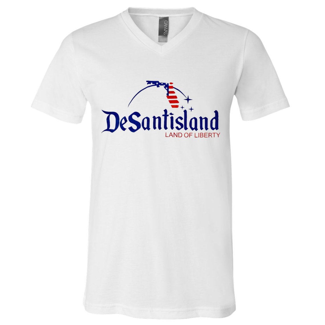 Desantisland Land Of Liberty Florida American Flag V-Neck T-Shirt