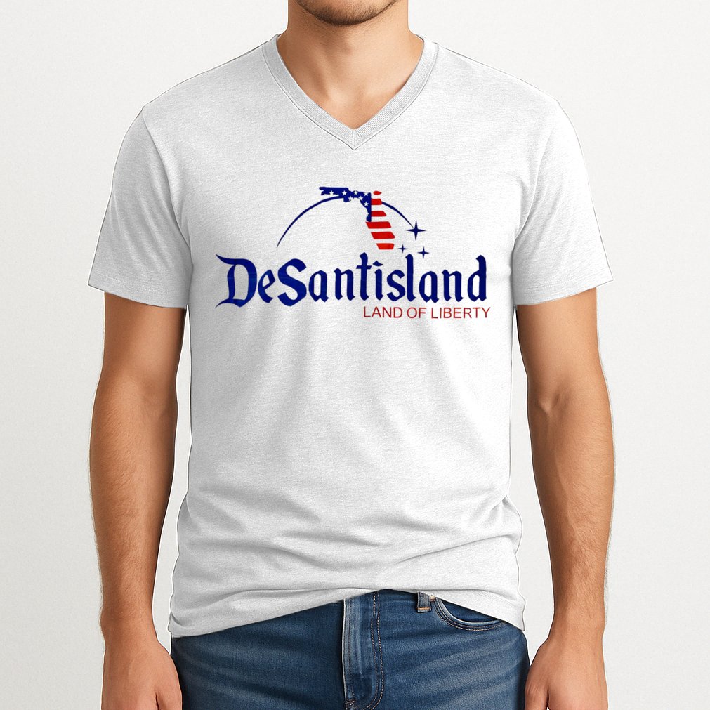 Desantisland Land Of Liberty Florida American Flag V-Neck T-Shirt