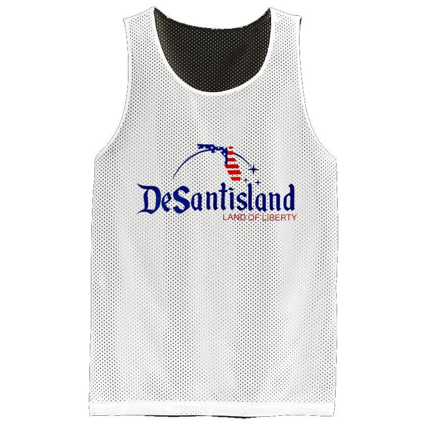 Desantisland Land Of Liberty Florida American Flag Mesh Reversible Basketball Jersey Tank