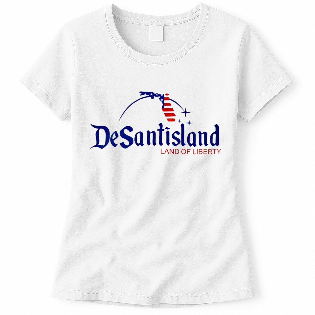Desantisland Land Of Liberty Florida American Flag Womens T-Shirt