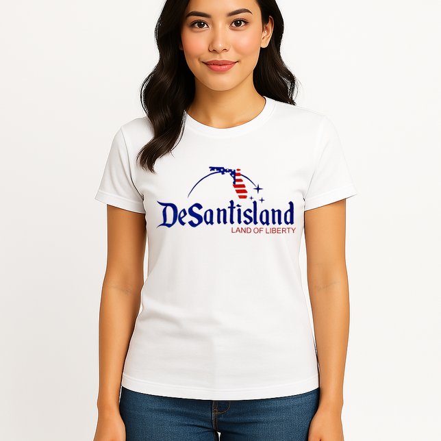 Desantisland Land Of Liberty Florida American Flag Womens T-Shirt