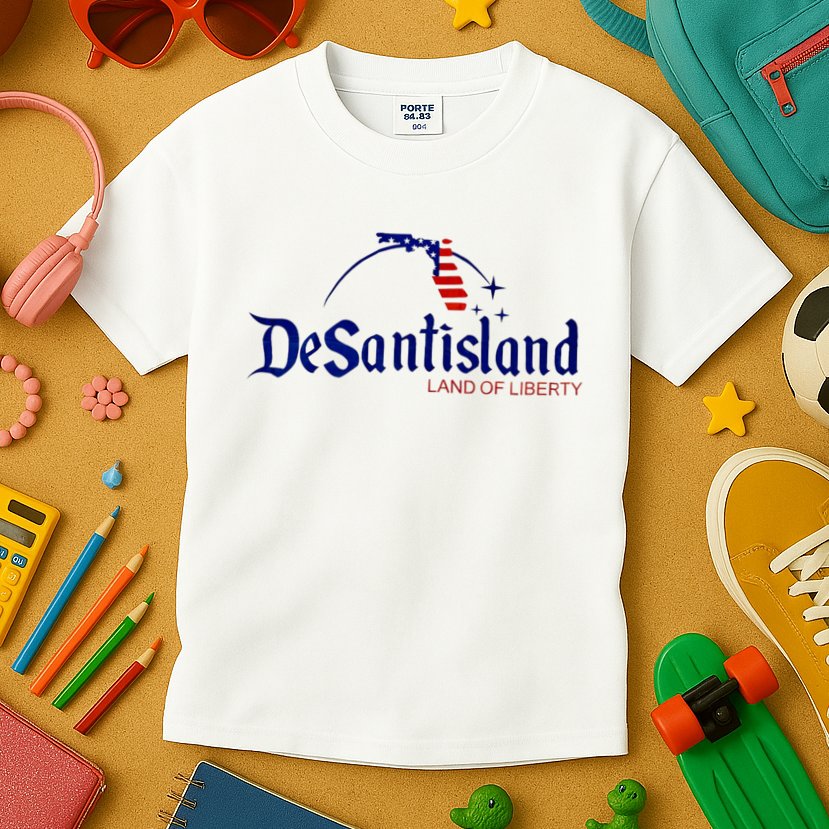 Desantisland Land Of Liberty Florida American Flag Kids T-Shirt