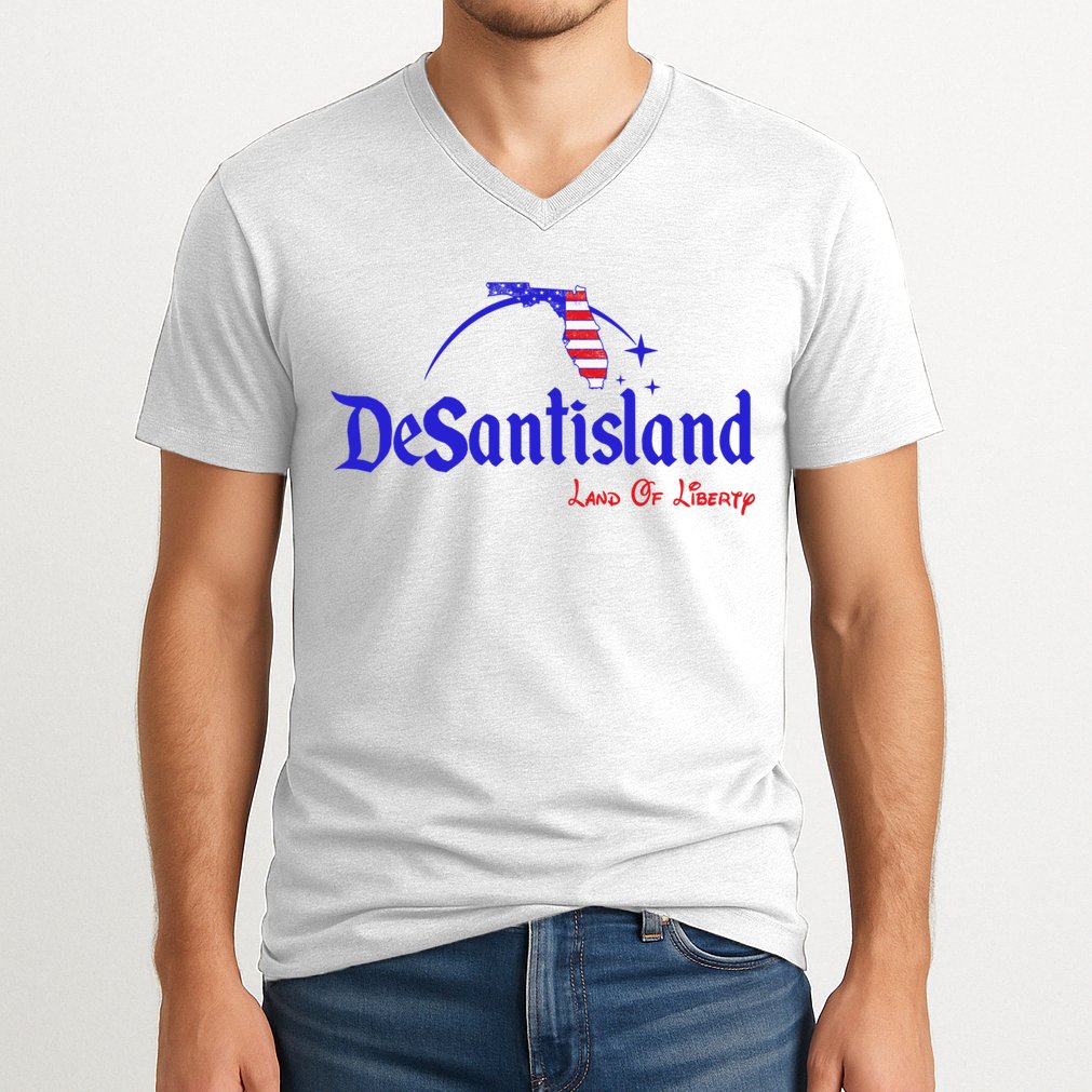 Desantisland Land Of Liberty Florida American Flag V-Neck T-Shirt