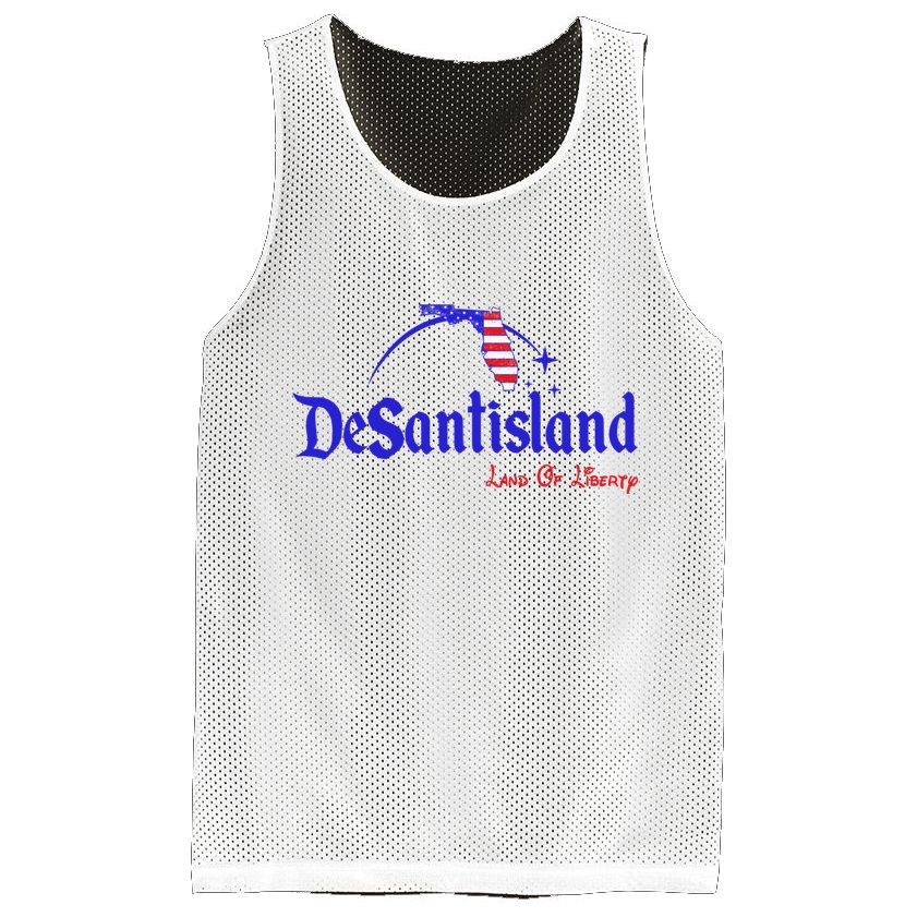Desantisland Land Of Liberty Florida American Flag Mesh Reversible Basketball Jersey Tank