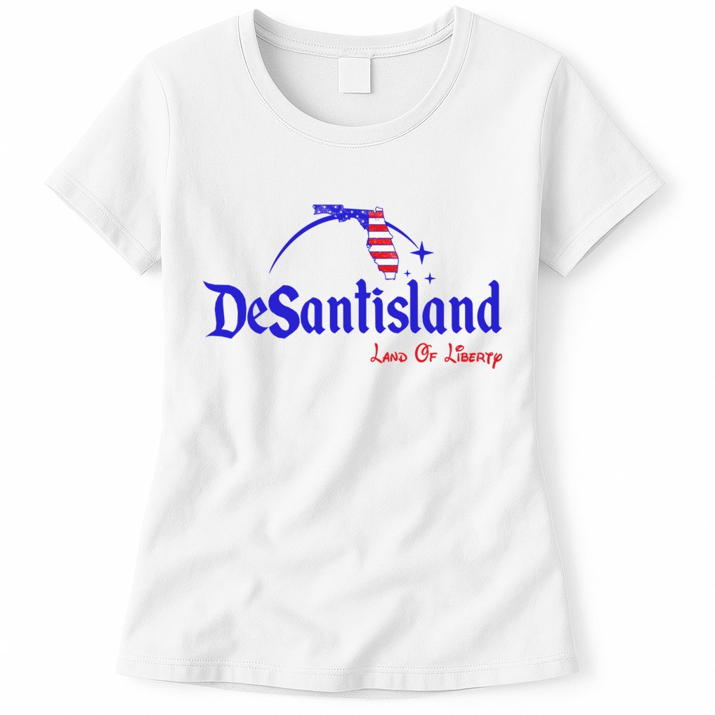 Desantisland Land Of Liberty Florida American Flag Womens T-Shirt