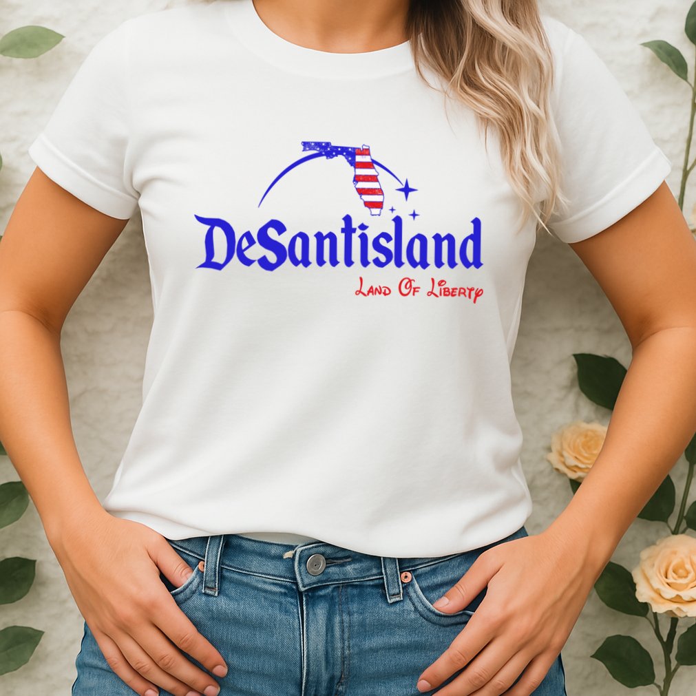 Desantisland Land Of Liberty Florida American Flag Womens T-Shirt