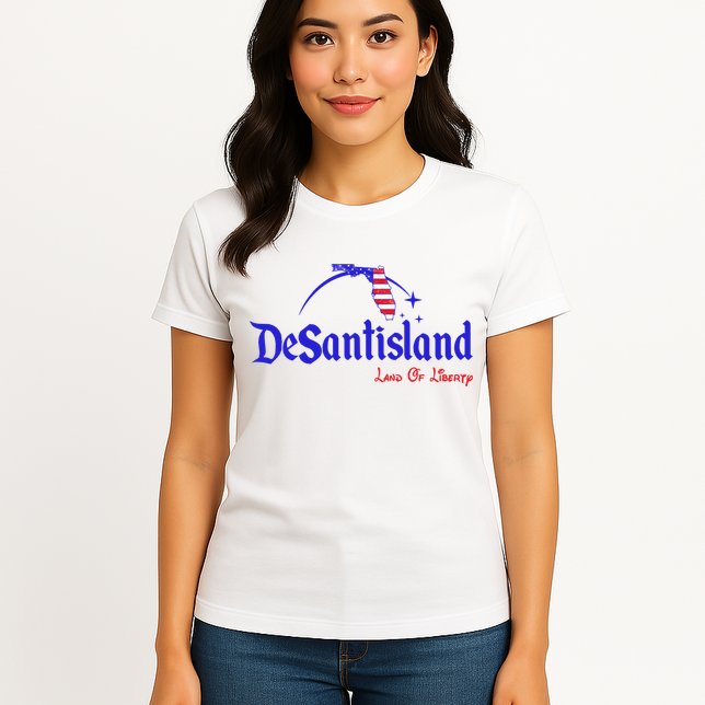 Desantisland Land Of Liberty Florida American Flag Womens T-Shirt